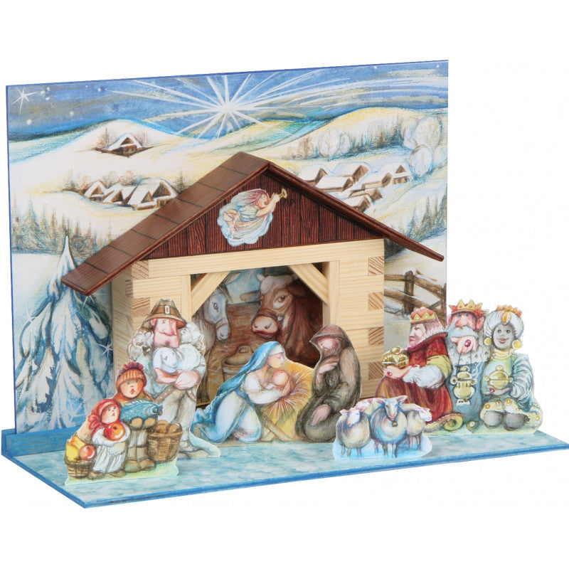 Set constructie arhitectura Ieslea din Betleem, 68 piese din lemn, Walachia